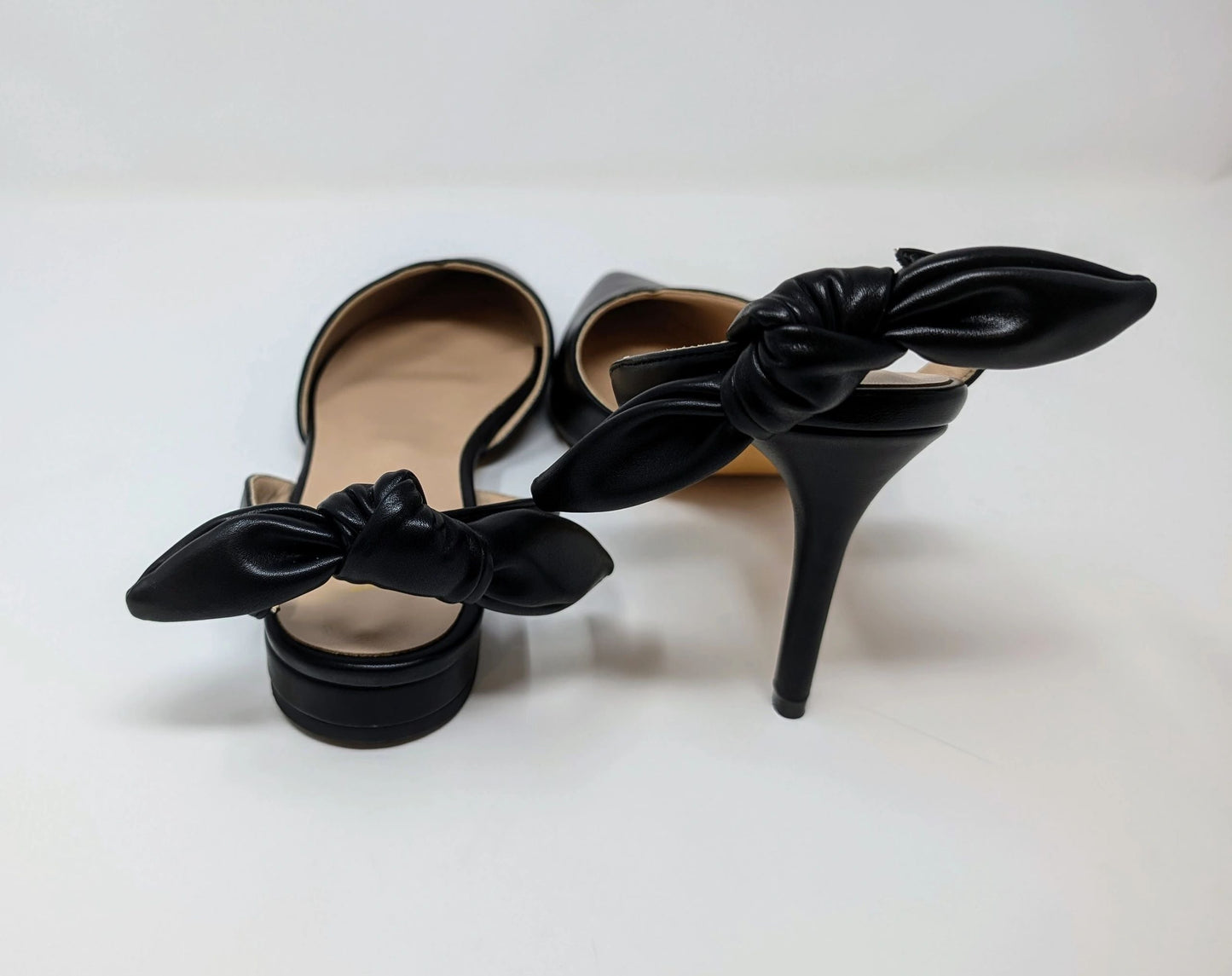 Ada Slingback Flat Pumps - Black Leather