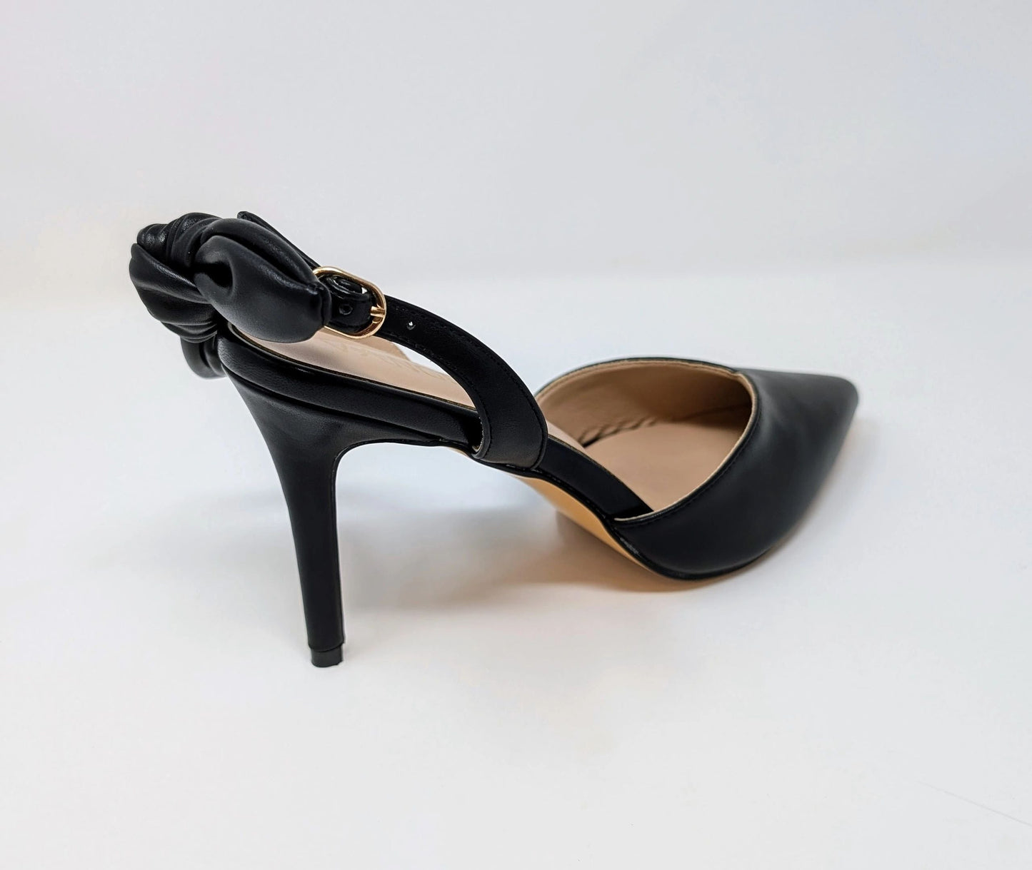 Ada Slingback High Heel Pumps - Black Leather