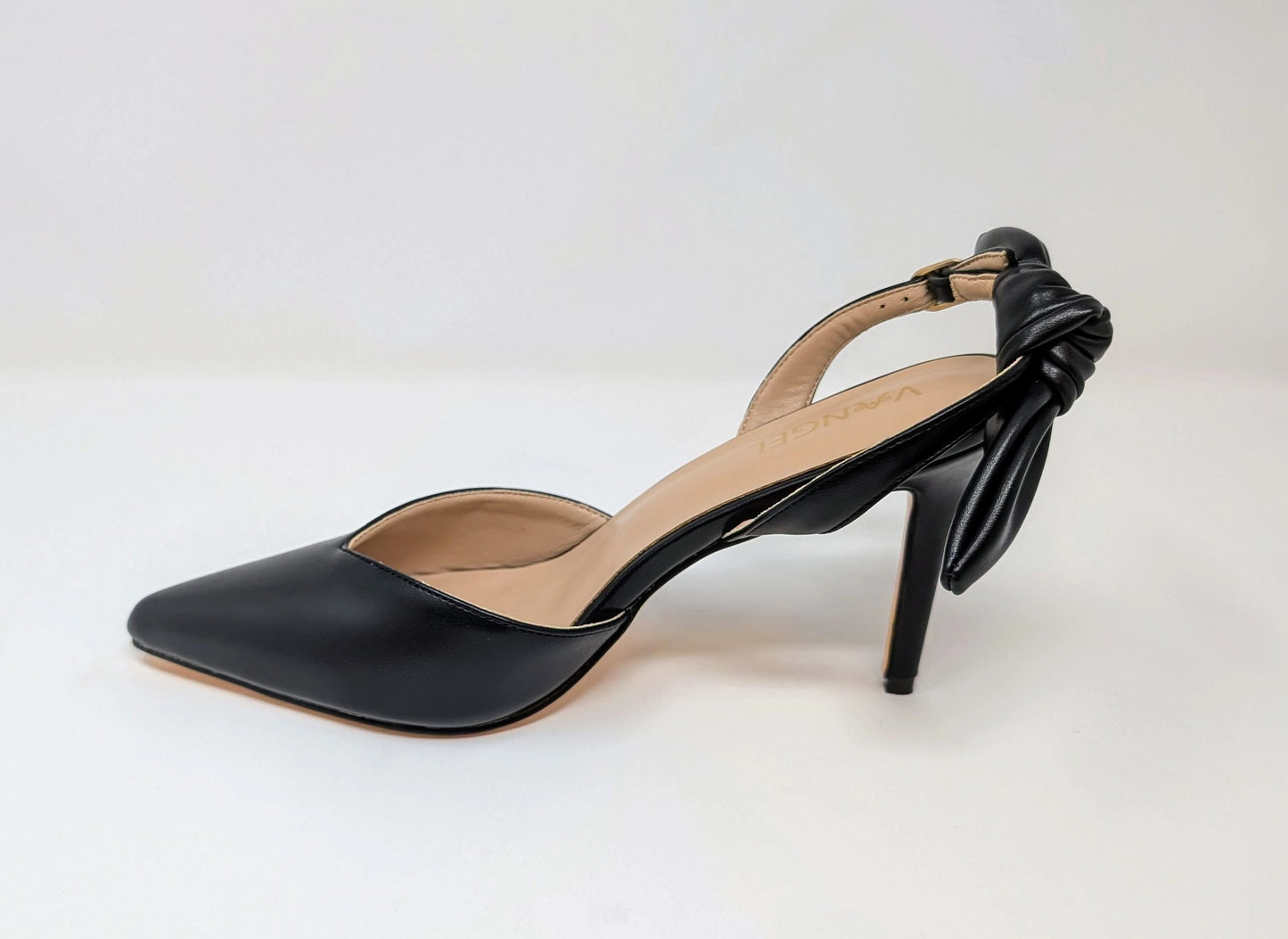 Ada Slingback High Heel Pumps - Black Leather