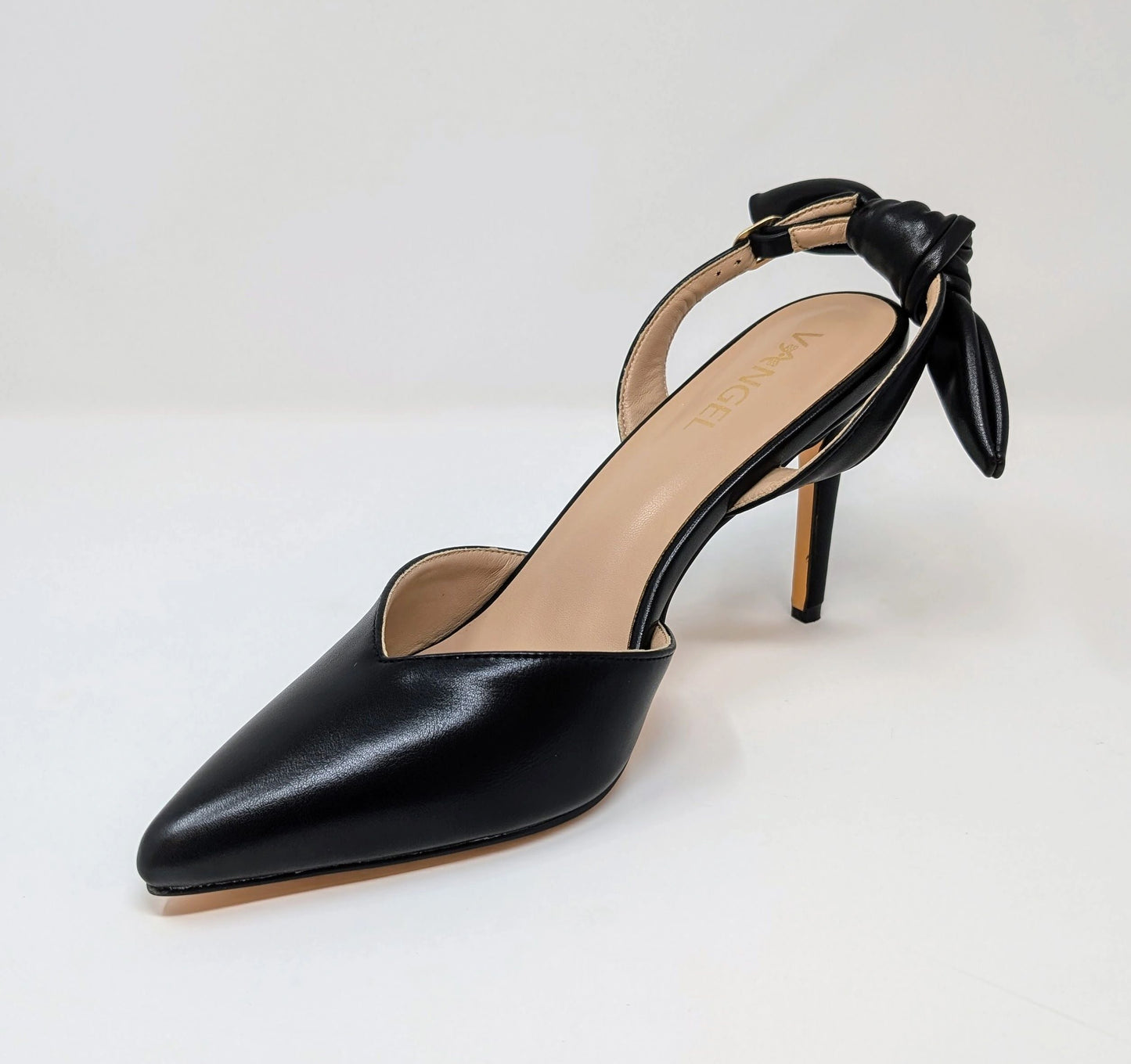 Ada Slingback High Heel Pumps - Black Leather
