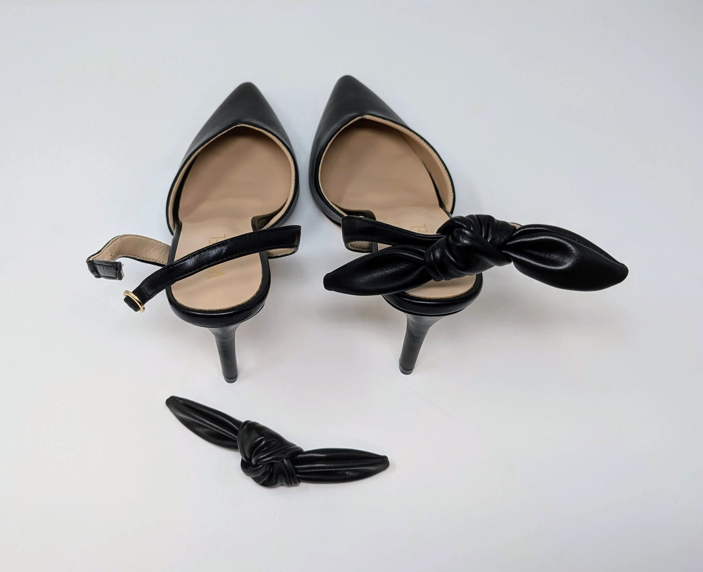 Ada Slingback High Heel Pumps - Black Leather