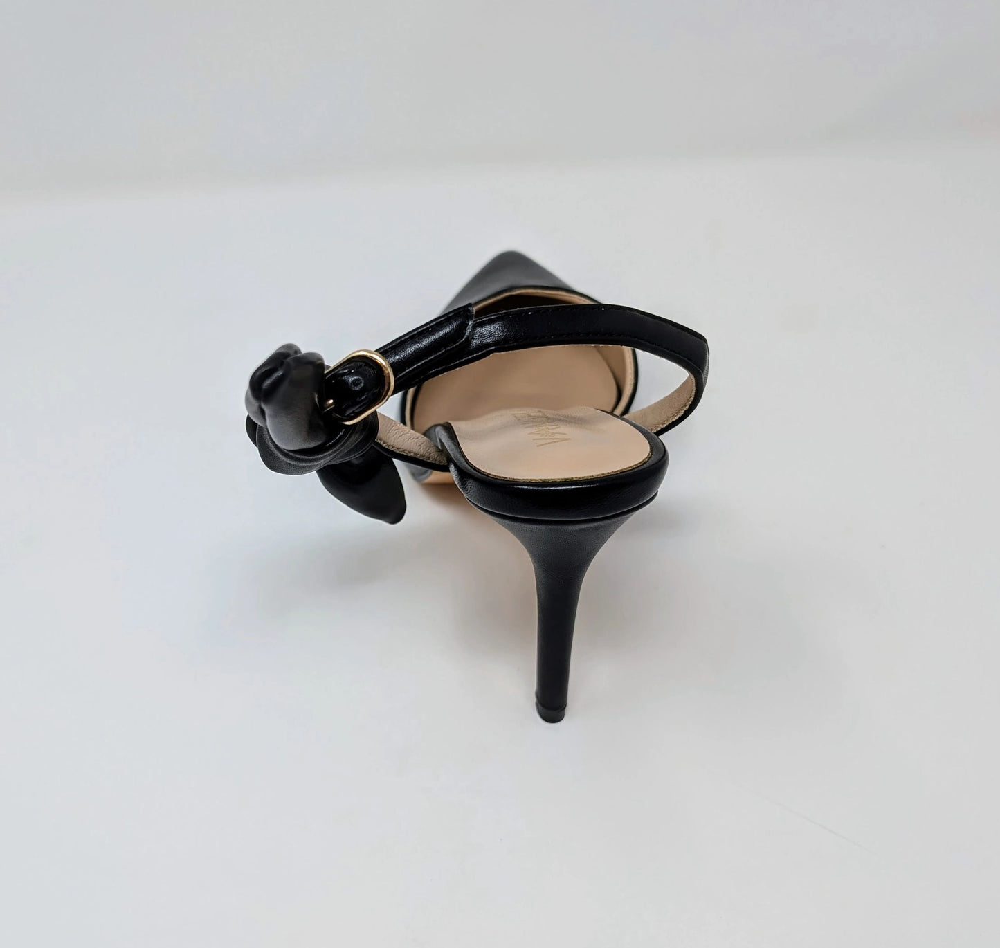 Ada Slingback High Heel Pumps - Black Leather