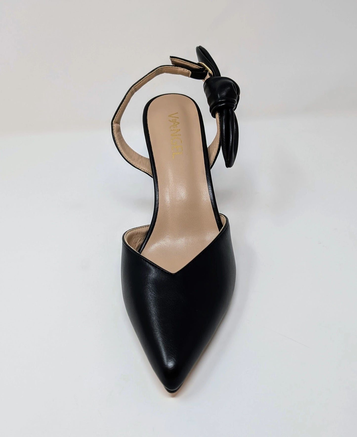 Ada Slingback High Heel Pumps - Black Leather