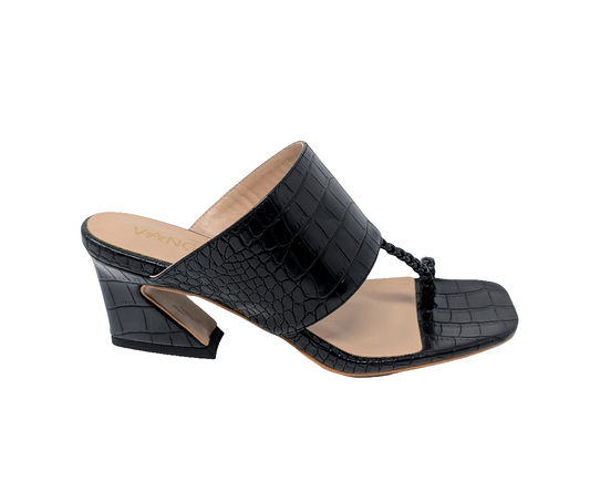 Zaynab Toe Ring T-Strap Mules- Black