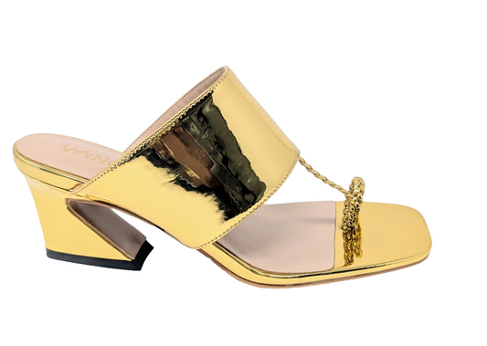 Zaynab Toe Ring T-Strap Mules- Gold