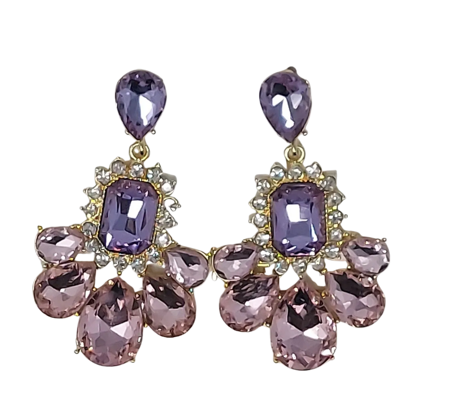 Fashion Luxury Amethyst Purple Crystal Drop Teardrop Earrings