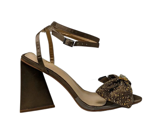 Anya Sparkly Bow Sandals - Brown