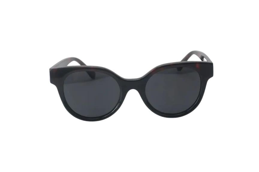 Oval Sunglasses With Patchwork-Dark Brown Tortoiseshell