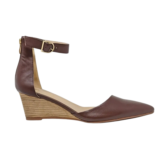 Leila Slanted Closed Toe Wedge - Chocolate Brown