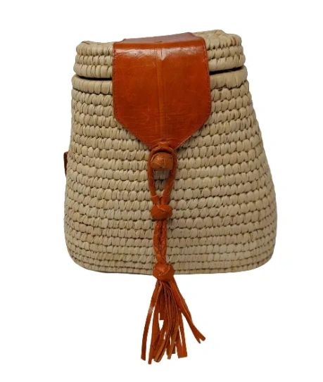 Vangel Raffia Backpack