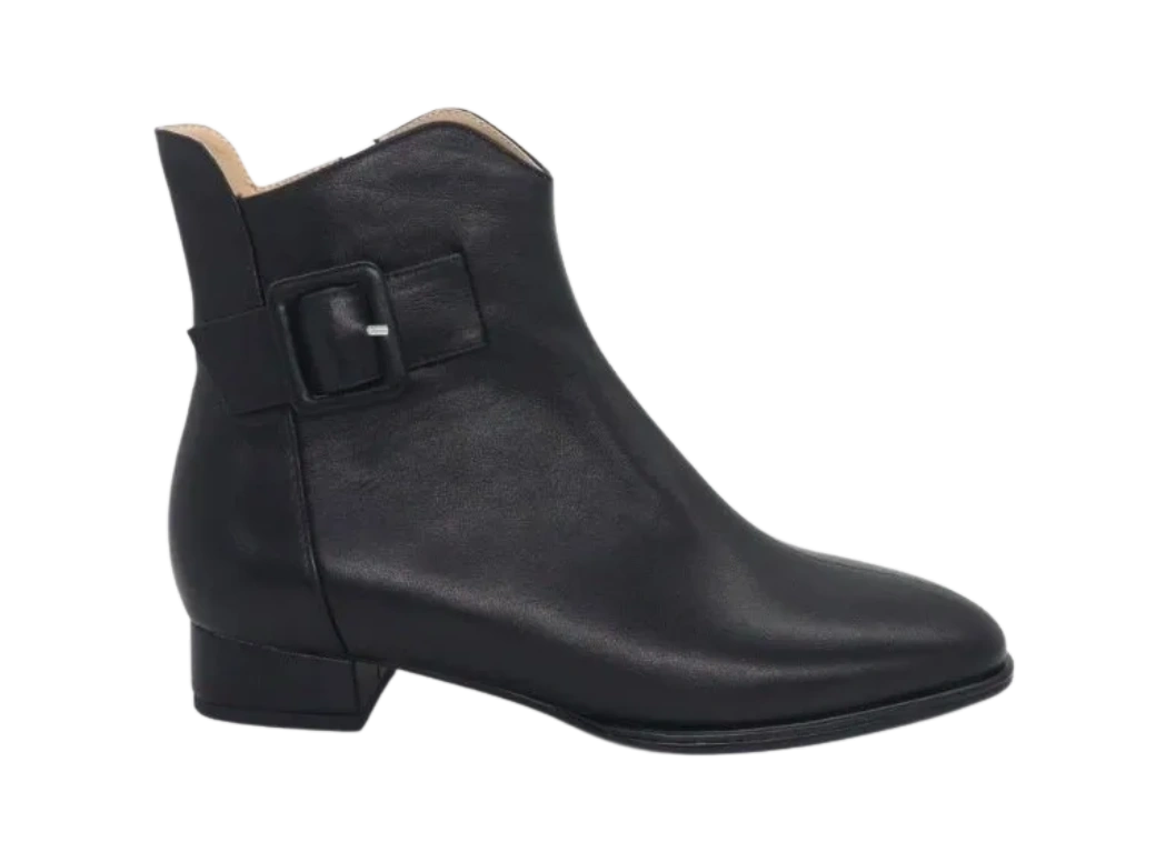 Vangel Buckle Square Heel Ankle Boots - Black