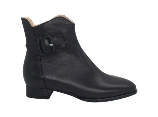 Vangel Buckle Square Heel Ankle Boots - Black