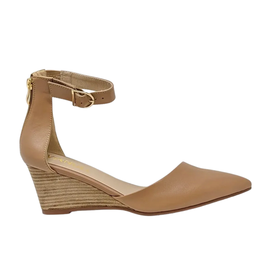 Leila Slanted Closed Toe Wedge - Tan