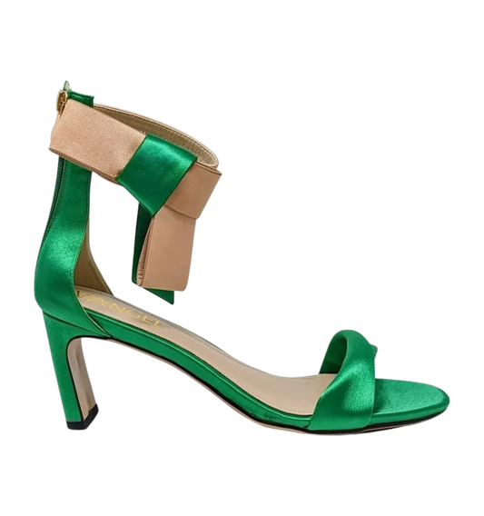 Zara Bow Sandals - Green/Gold