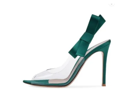 Vangel Clear Peep Toe Pumps - Green