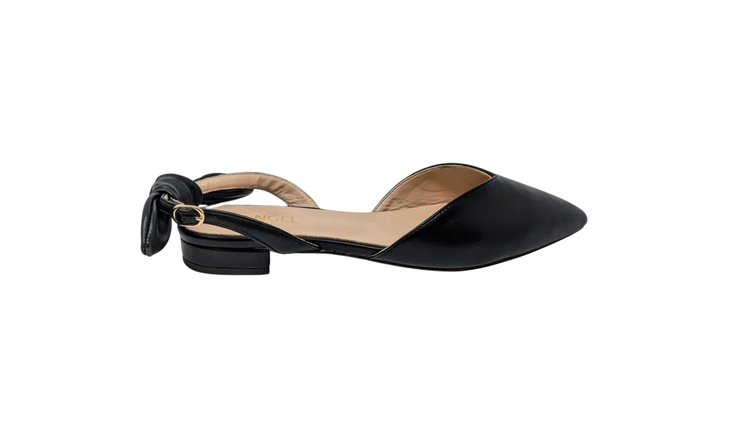Ada Slingback Flat Pumps - Black Leather