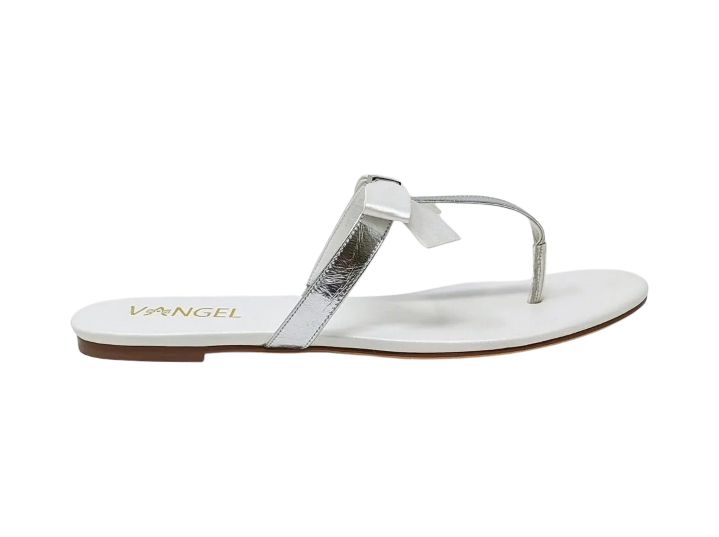 Chizzy Bow Slippers- White/Silver