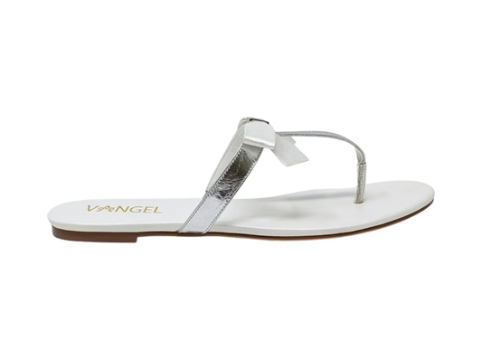 Chizzy Bow Slippers- White/Silver