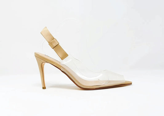 Vangel Clear Peep Toe Pumps - Gold