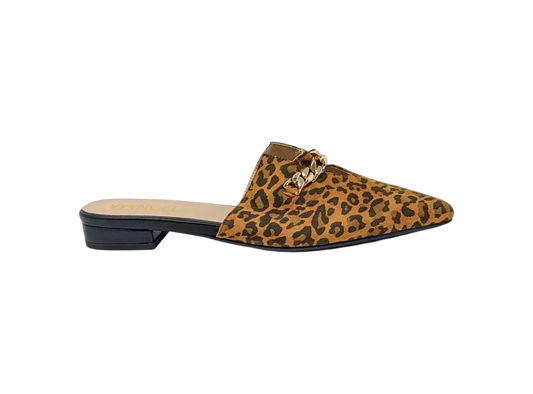 Zoey Pointed Toe Flat Mules - Leopard