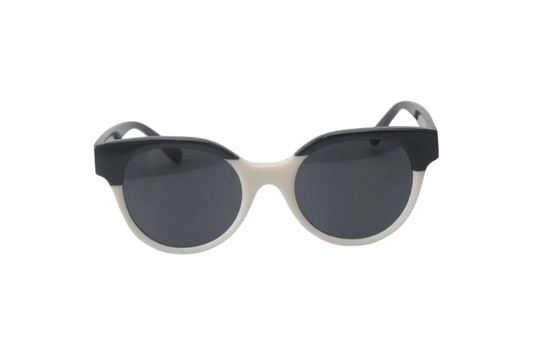 Oval Sunglasses With Patchwork-Black/White