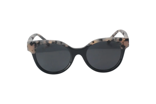 Oval Sunglasses With Patchwork-Black/Light Tortoiseshell