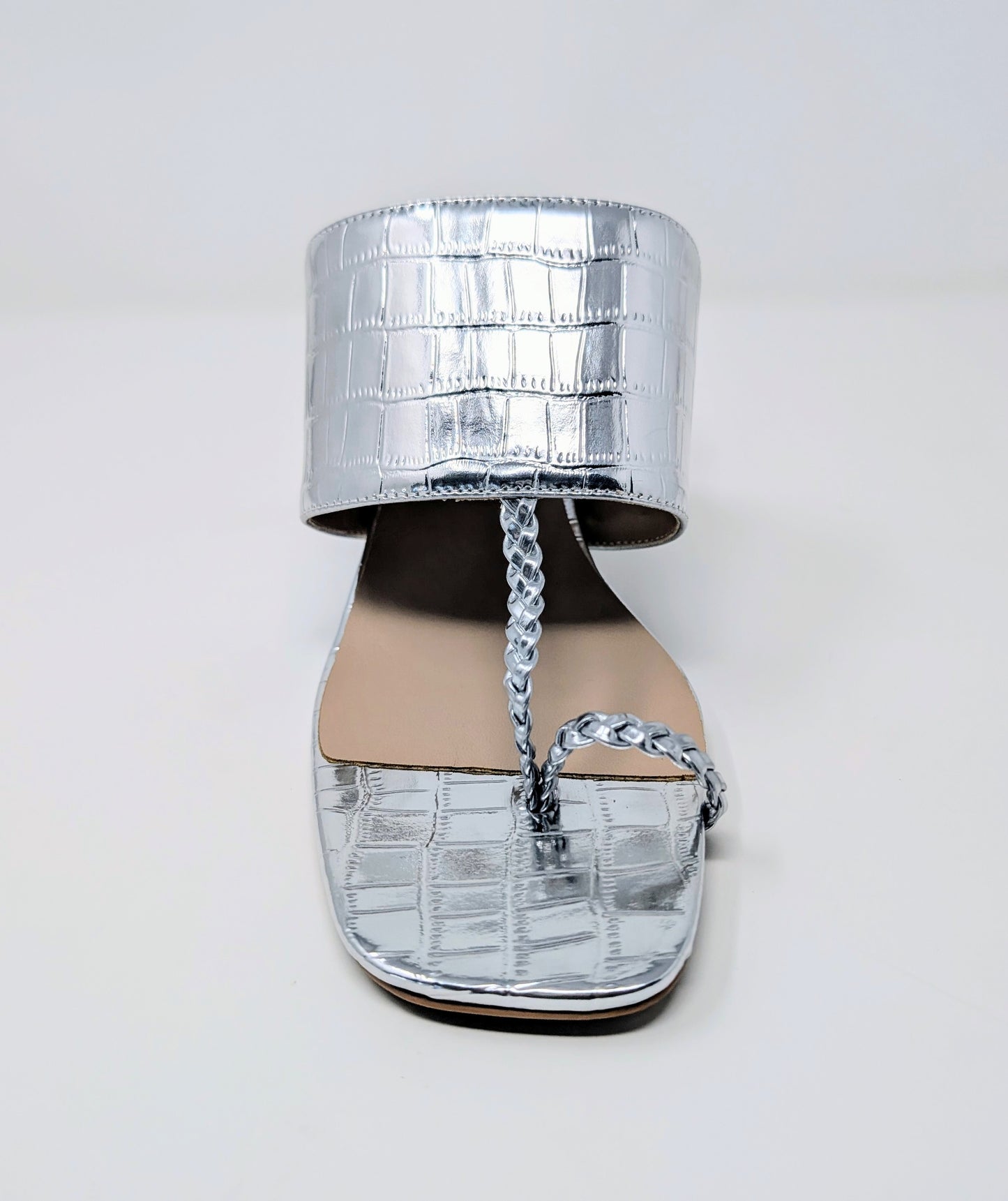 Zaynab Toe Ring T-Strap Mules- Silver