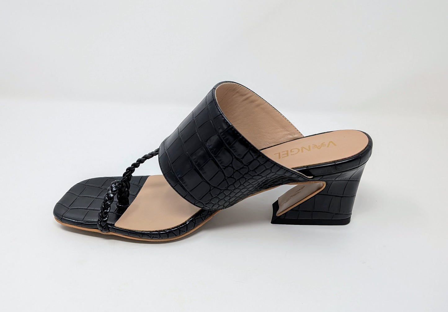 Zaynab Toe Ring T-Strap Mules- Black
