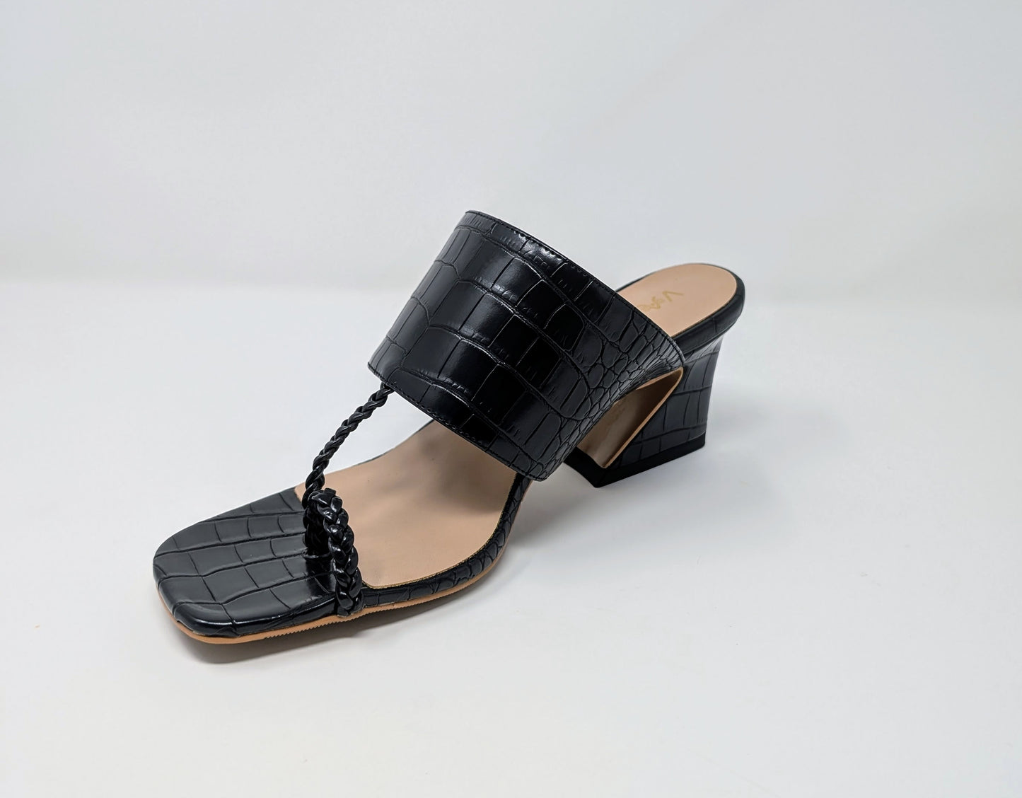 Zaynab Toe Ring T-Strap Mules- Black