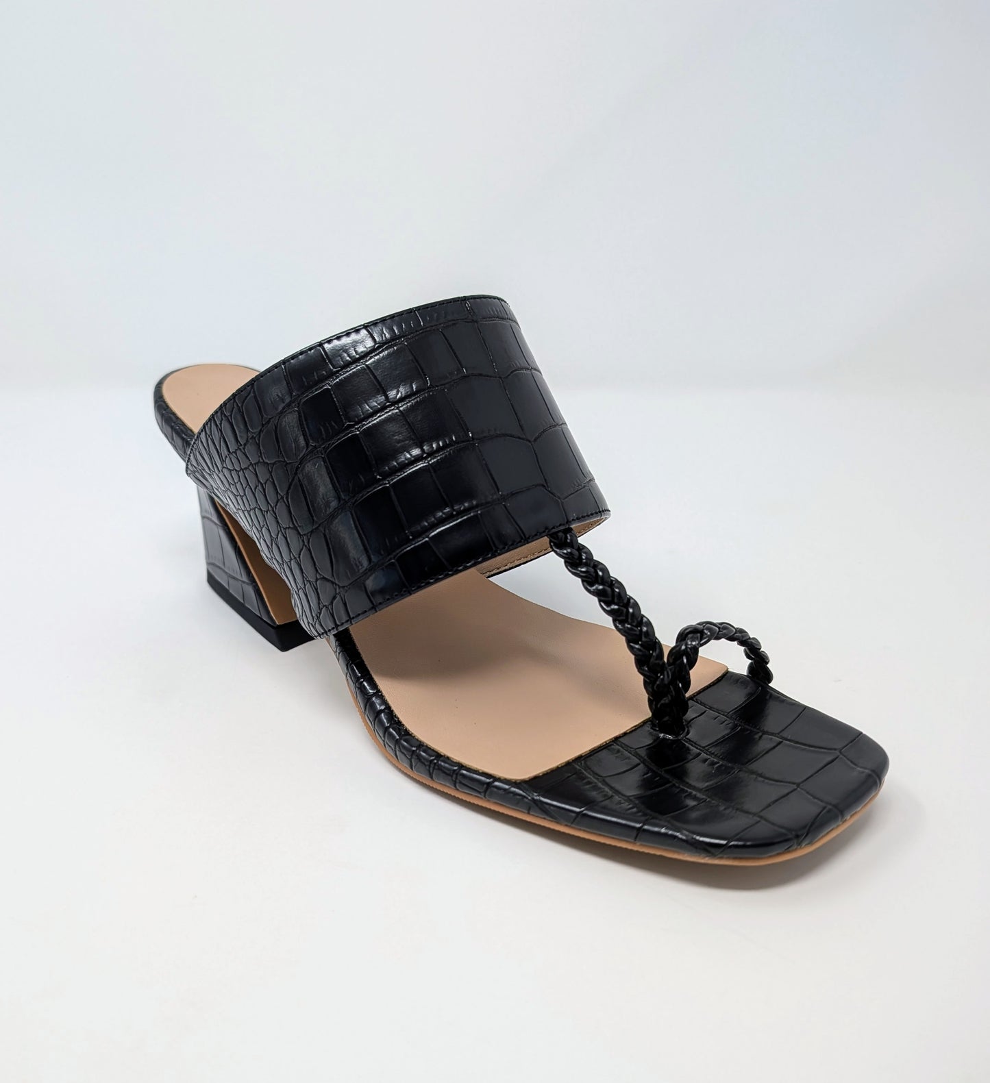 Zaynab Toe Ring T-Strap Mules- Black