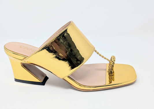 Zaynab Toe Ring T-Strap Mules- Gold
