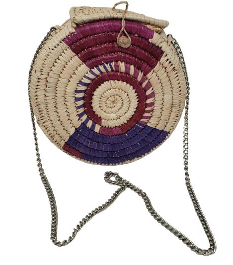 Vangel Raffia Handbag - Pink/Purple
