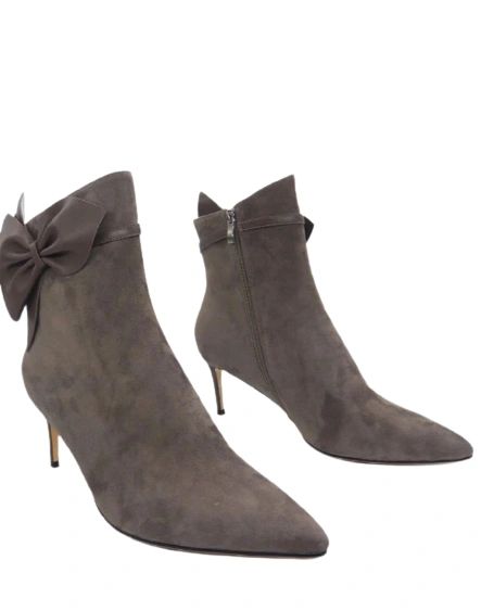 Vangel Bow Ankle Booties - Taupe